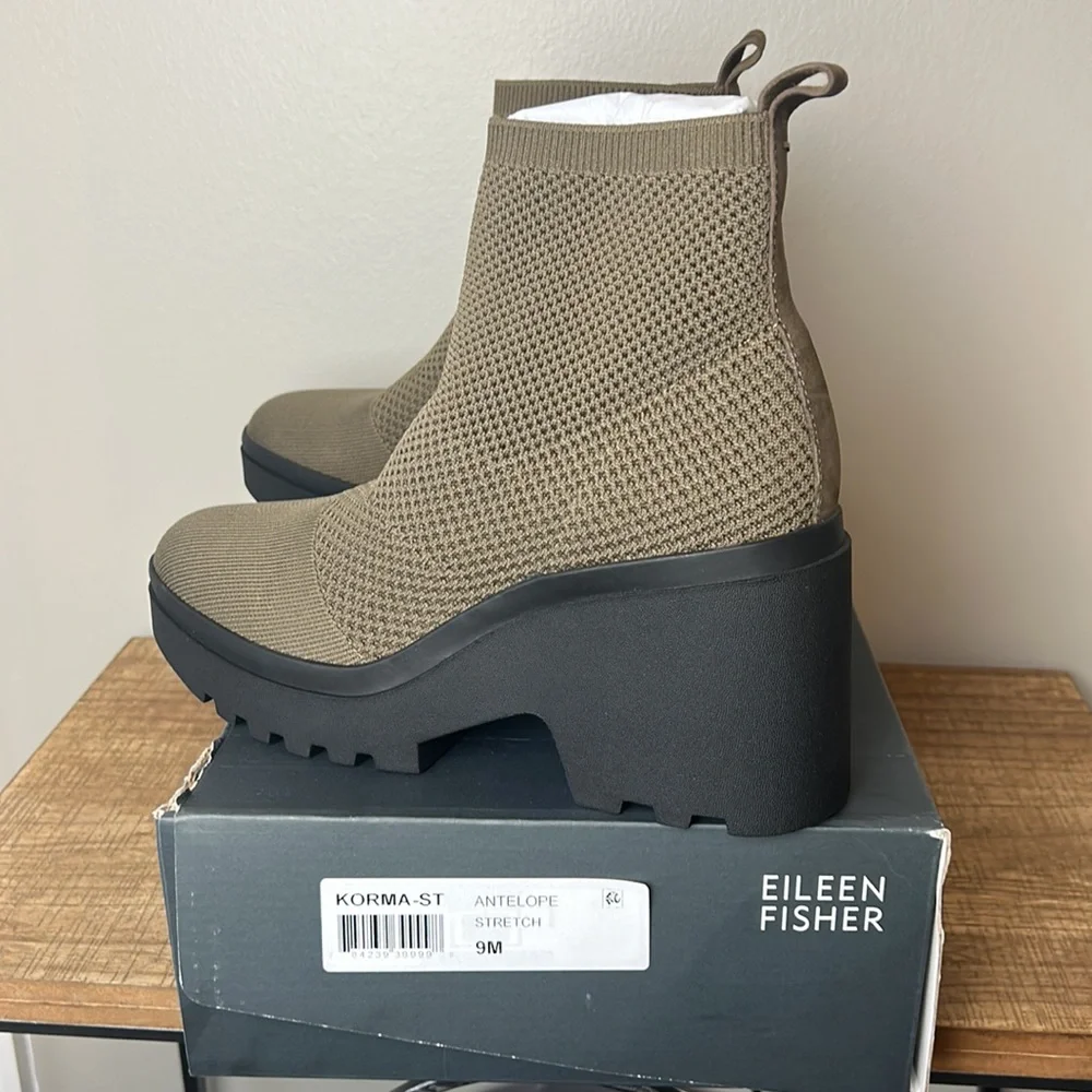 Eileen Fisher Korma Bootie Antelope Stretch Size 9M New In Box
